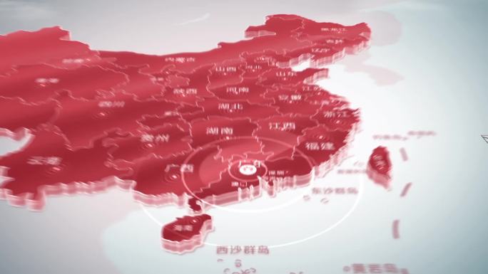 简洁明亮科技中国区位广州辐射全国地图云彩
