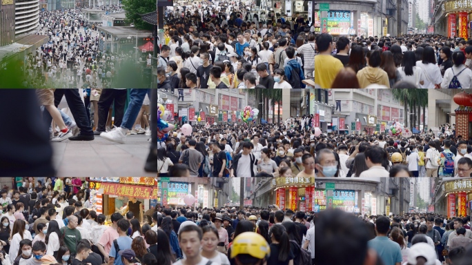 深圳东门步行街人群人流购物逛街经济复苏