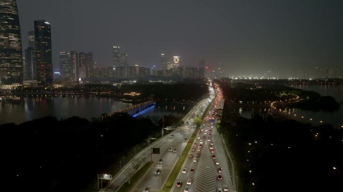 深圳皇岗口岸夜景航拍