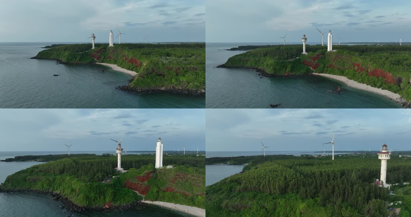 海南儋州龙门激浪 灯塔航拍