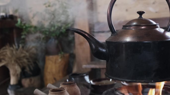 【4k】少数民族火塘围炉烤茶