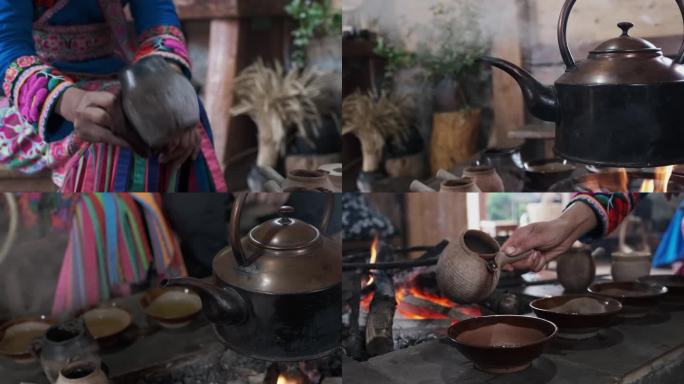 【4k】少数民族火塘围炉烤茶