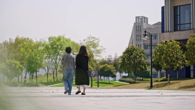 校园 大学校园老师散步