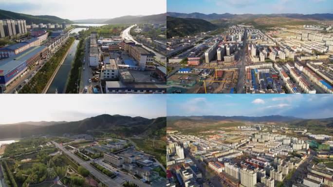 六盘山脚下隆德县城航拍