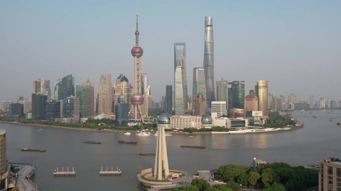 乍浦路桥升空鸟瞰陆家嘴-原
