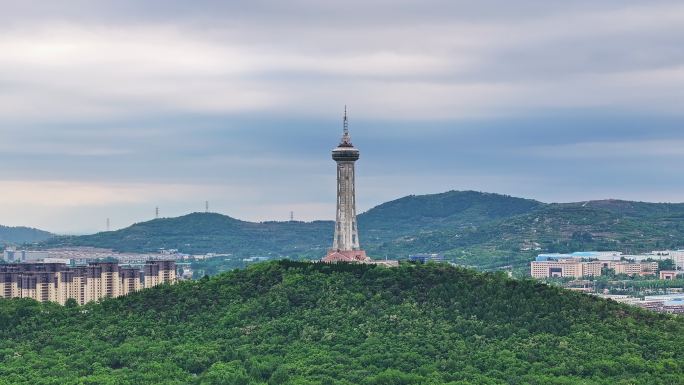 泰安泰山旅游空中观景塔航拍