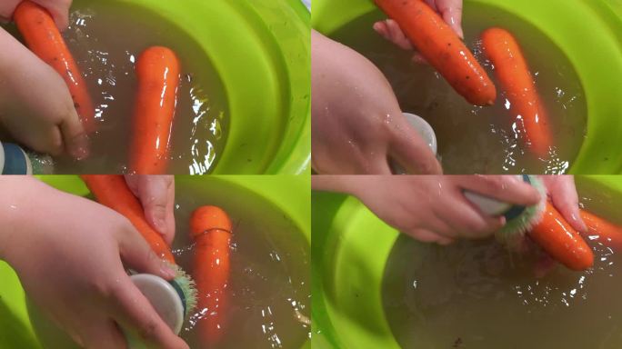 刷洗胡萝卜上的泥 (1)