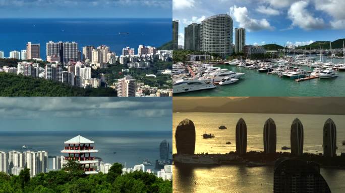 三亚城市大景航拍4k