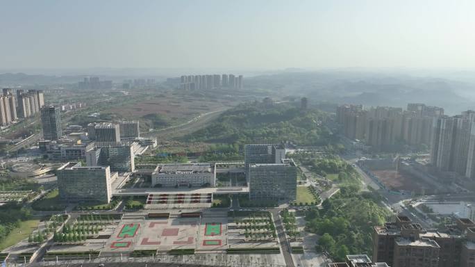 资阳市雁江区人民政府航拍市民广场俯拍建筑