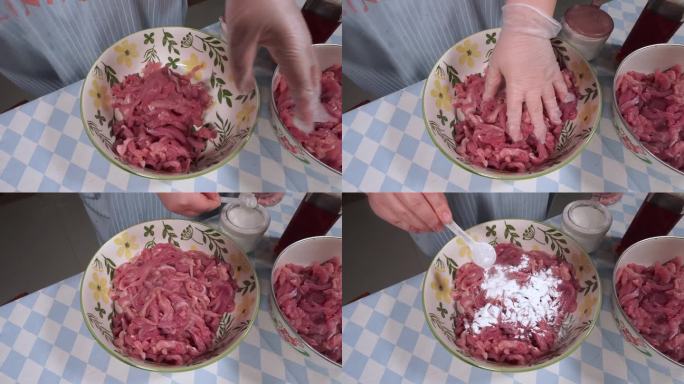 瘦肉上浆抓肉丝腌制 (3)