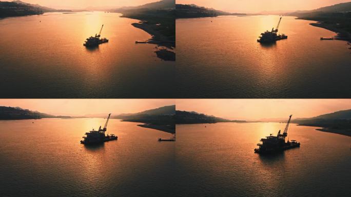 重庆航拍长江大桥旅游宣传轮船超清4K