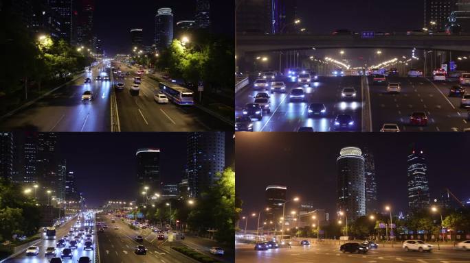 城市夜色下的机动车延时摄影