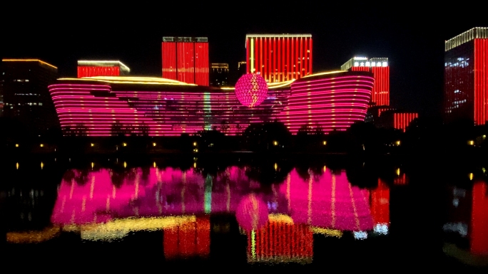 浙江杭州滨江低碳科技馆夜景