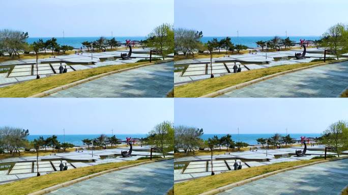 青岛 海边公园 花草树木 大海 4K视频