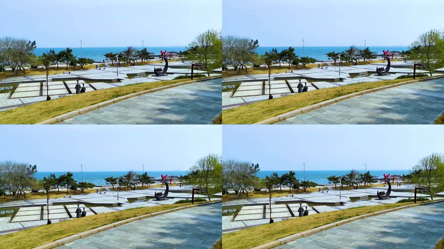 青岛 海边公园 花草树木 大海 4K视频