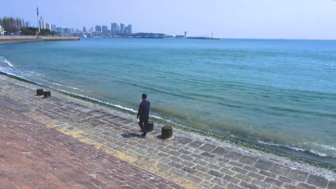 青岛 海岸 碧海蓝天 微波荡漾 4K素材