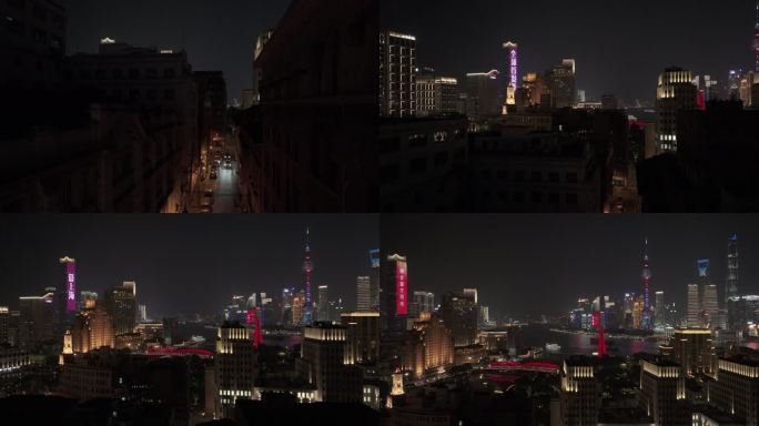 2023航拍上海外滩游轮夜景