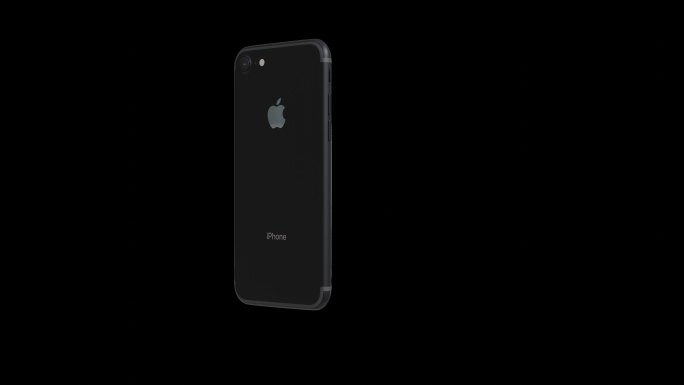 苹果iPhone 7黑色手机旋转透明背景