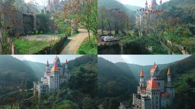 航拍城堡重庆城区城堡高清4K航拍
