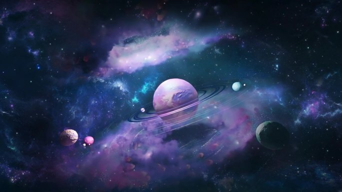 紫色星云星球转动背景