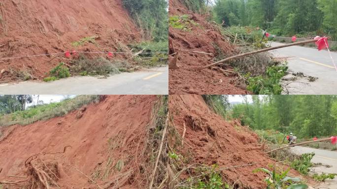 暴雨过后 山体塌方泥石流乡村公路地质灾害