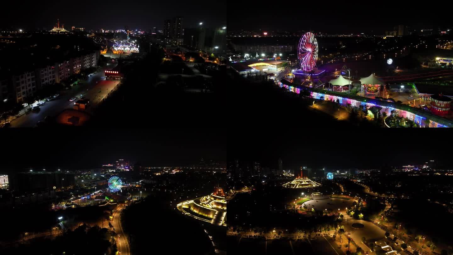 航拍楚雄太空奇幻主题乐园夜景