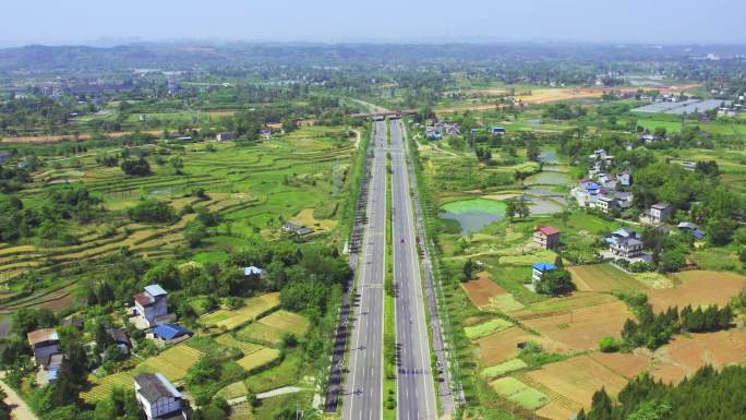 航拍乡村公路一级公路