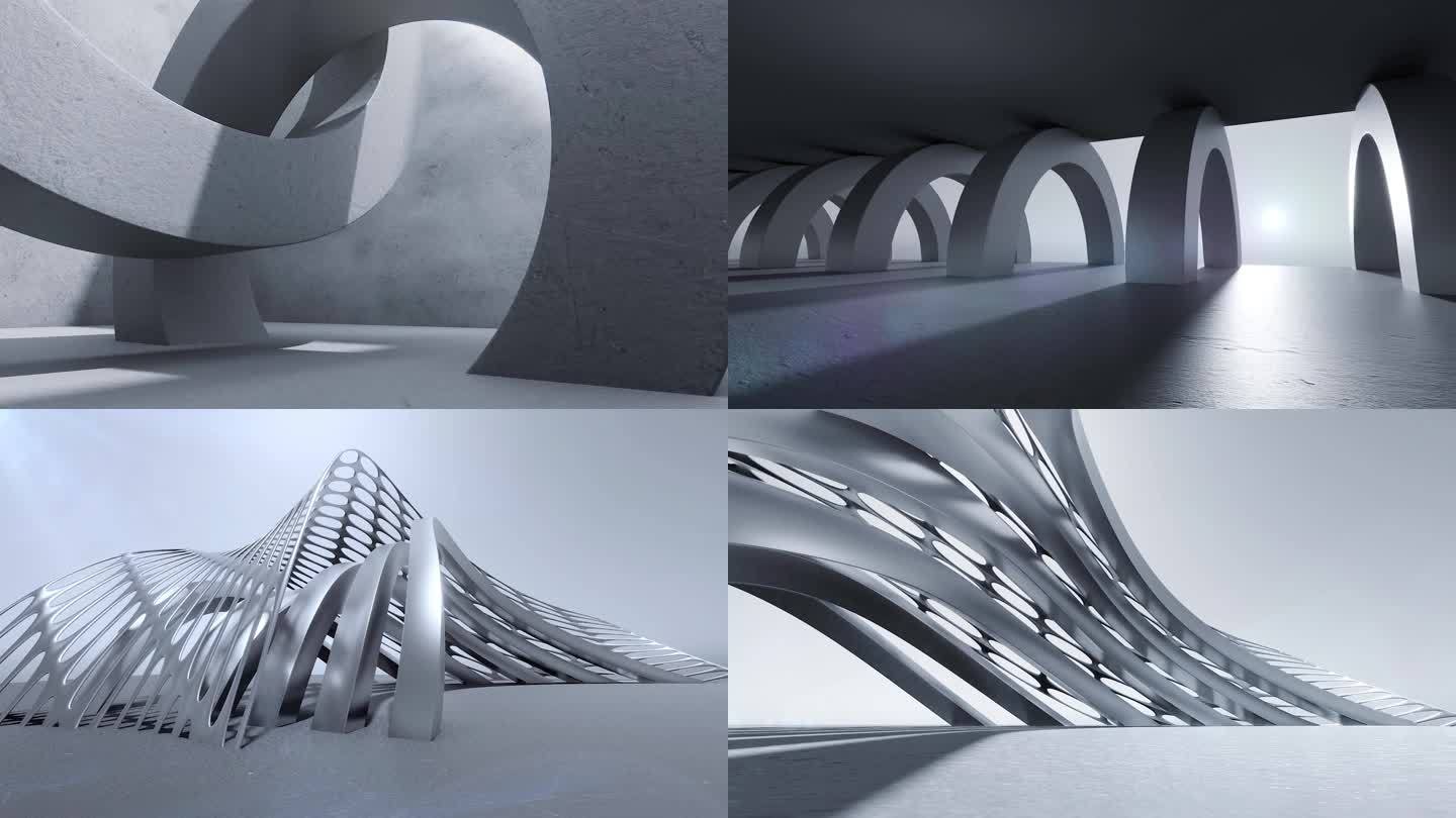 概念空间抽象光影建筑，含blend工程