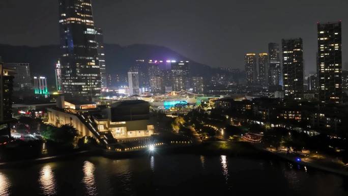 4K 航拍延时 深圳海上世界艺术中心夜景