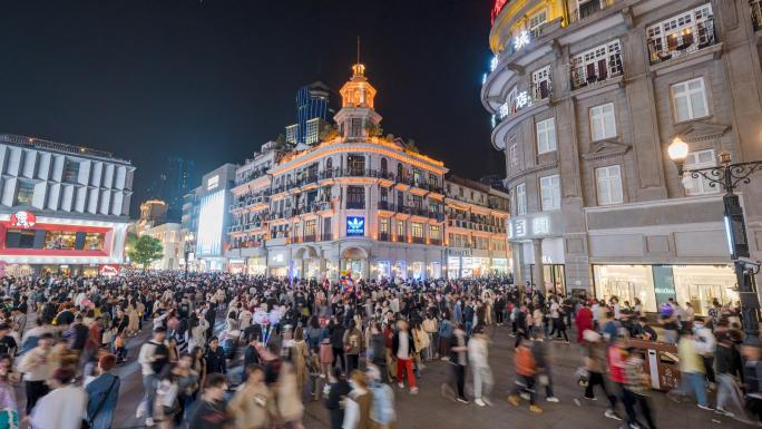 步行街商业街人流延时城市都市繁华