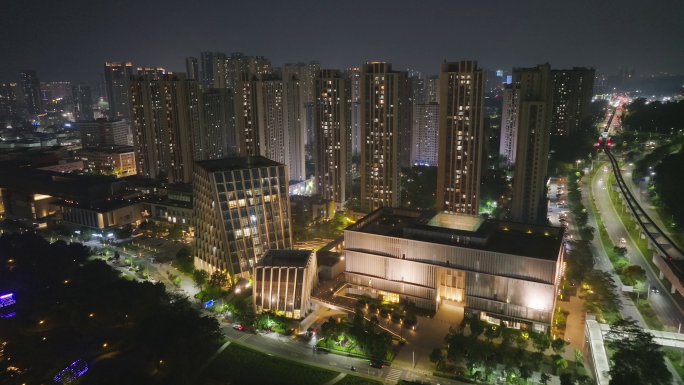 深圳坪山区中心城航拍夜景