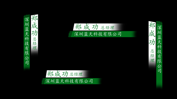 （无需插件）横版竖版绿色人名条字幕条1