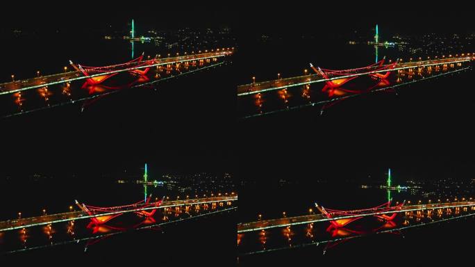 4K航拍蠡湖大桥夜景