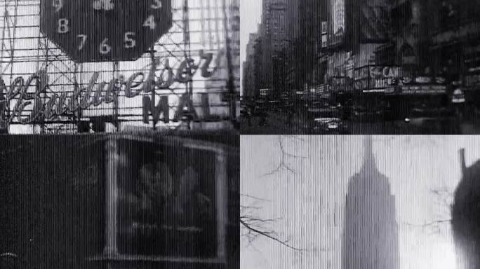 30年代40年代美国纽约时代广场夜景