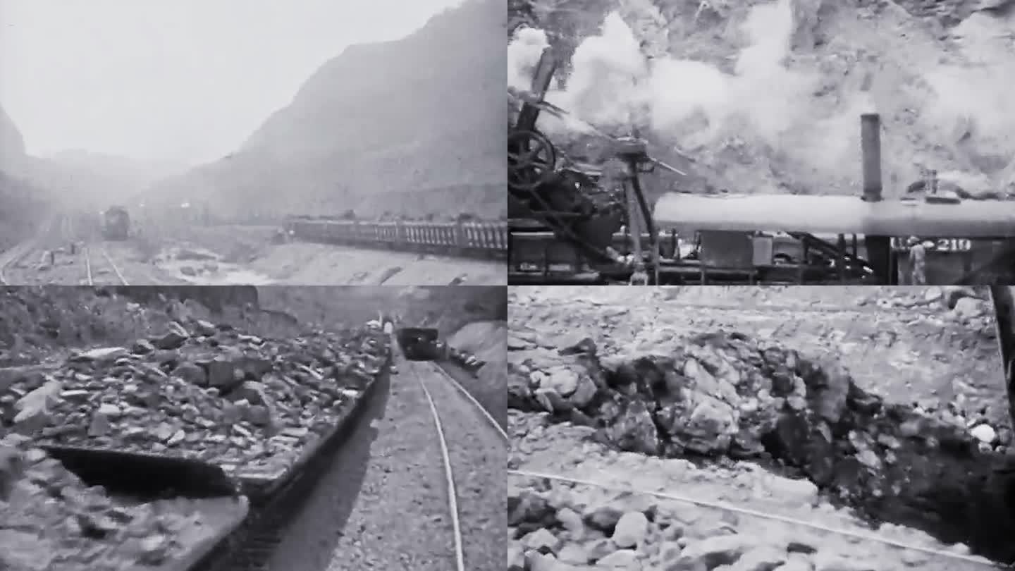 30年代采石场运输车火车石材