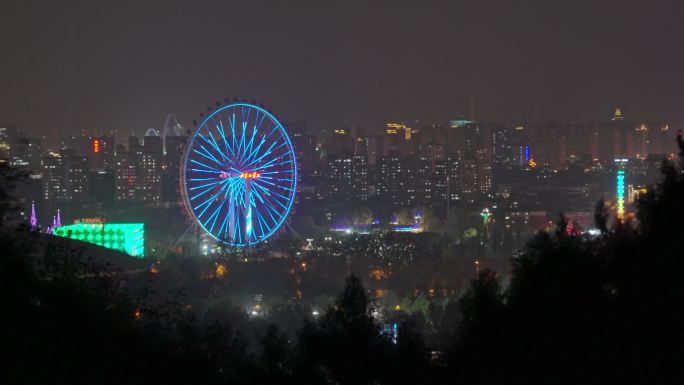 北京石景山游乐园摩天轮夜景