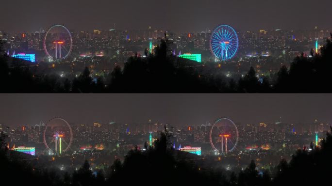 北京石景山游乐园摩天轮夜景