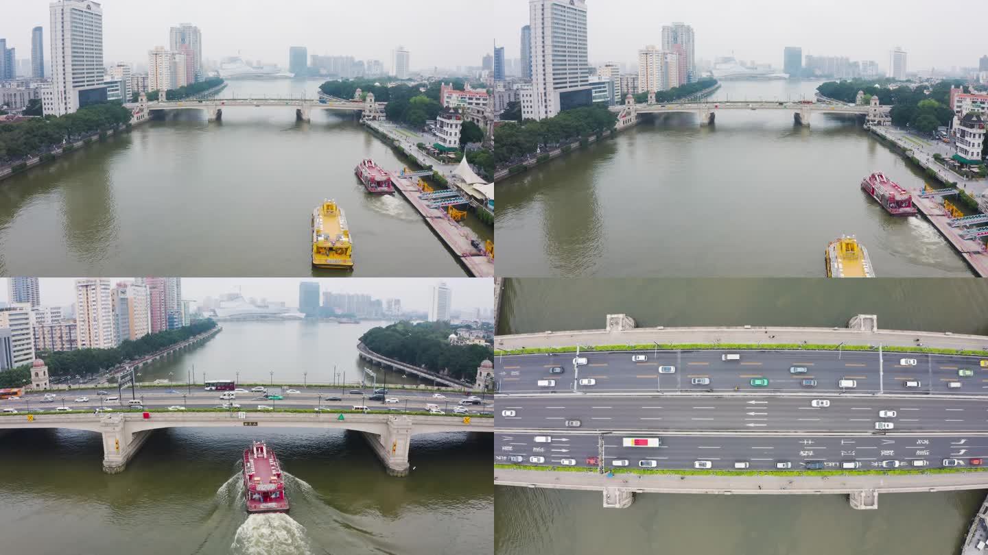 【4K】广州珠江人民桥轮渡航拍