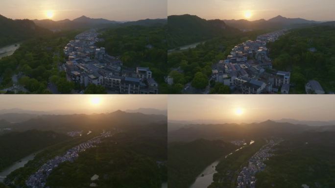 【4k合集】航拍夕阳下的农村