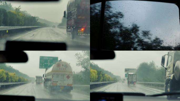 高速大雨恶劣天气车辆行驶