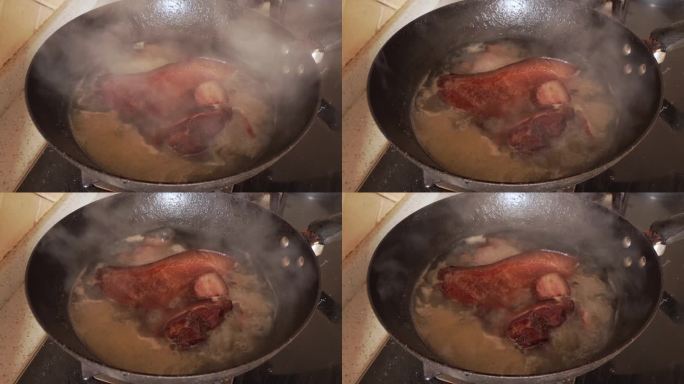 烟熏腊肉复水煮腊肉 (2)
