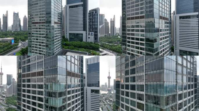 4K原素材-航拍上海陆家嘴，21世纪大厦