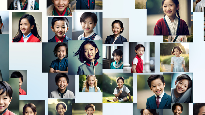 【视频素材】 144张儿童肖像照片聚合