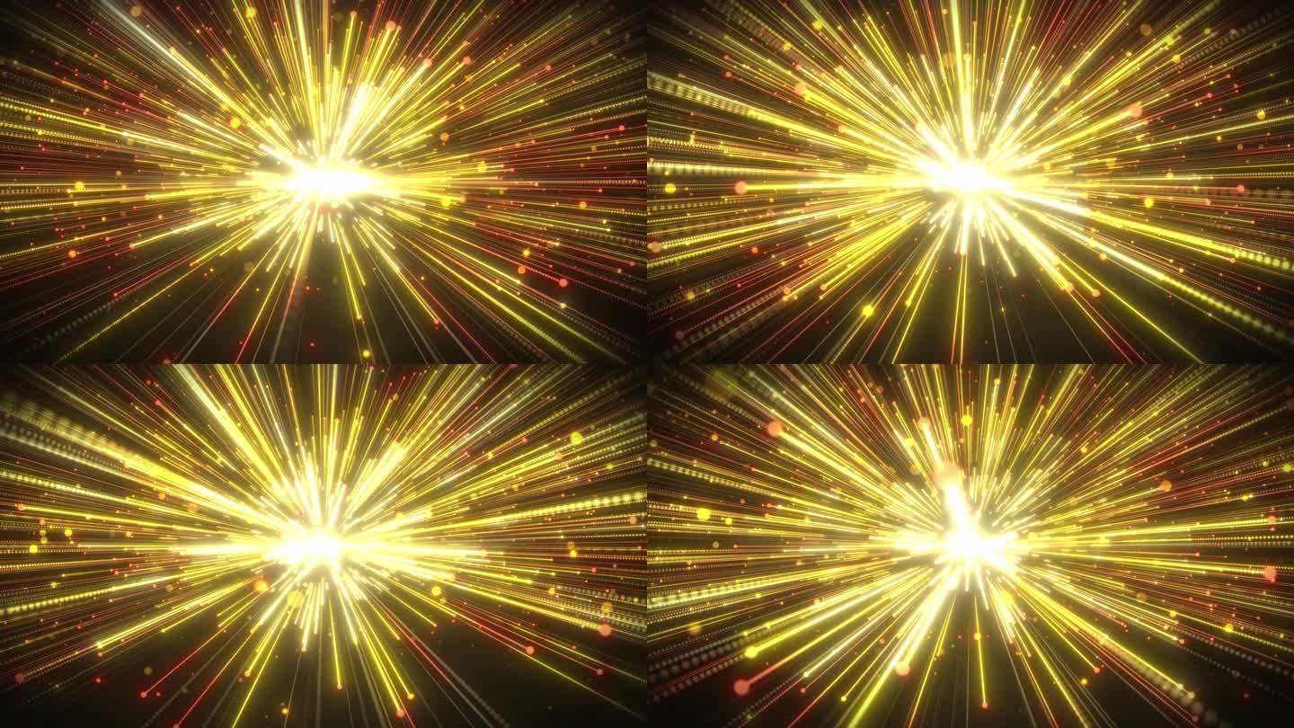 4k金色拖尾粒子射线冲屏粒子光芒无缝循环
