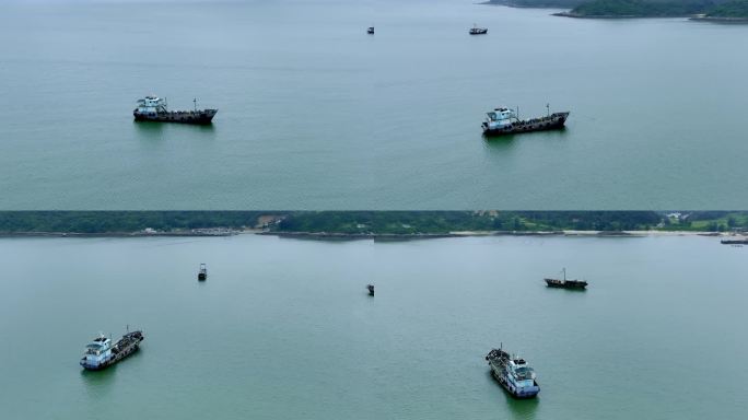 船在大海行驶航拍