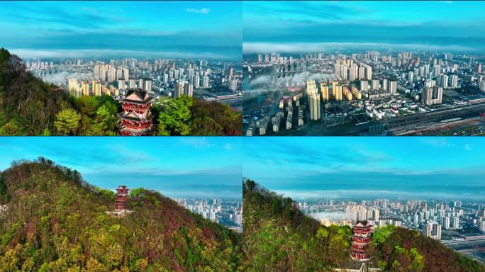 航拍秀山城市全景素材