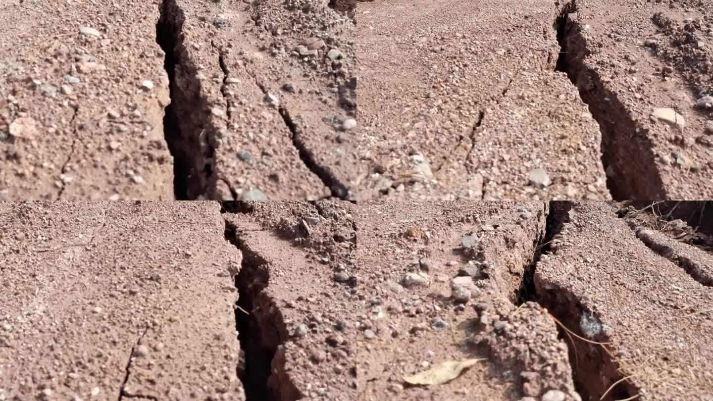 地裂山体滑坡泥石流坍塌崩塌黄泥地震裂缝