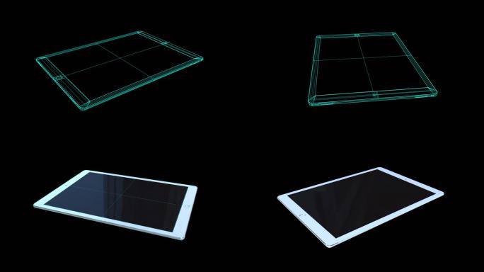 【带通道】线框到实物三维平板电脑产品动画
