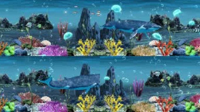 8K海底珊瑚奇石互动投影背景