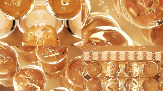 金色化妆品细胞皮肤精华分子球视频素材